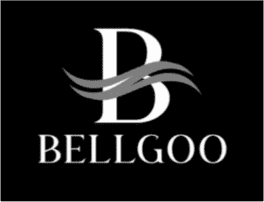 Black and white Bellgoo logo with stylized 'B' and wave design.