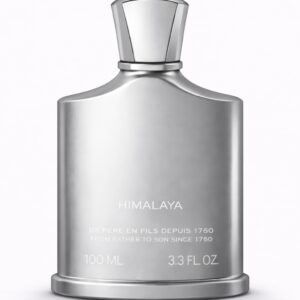 Sleek silver bottle of Himalaya cologne with minimalist design.