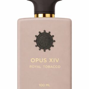 Bottle of Opus XIV Private Tobacco perfume with a black and gold cap.