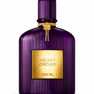 Elegant purple perfume bottle labeled Velvet Orchid.